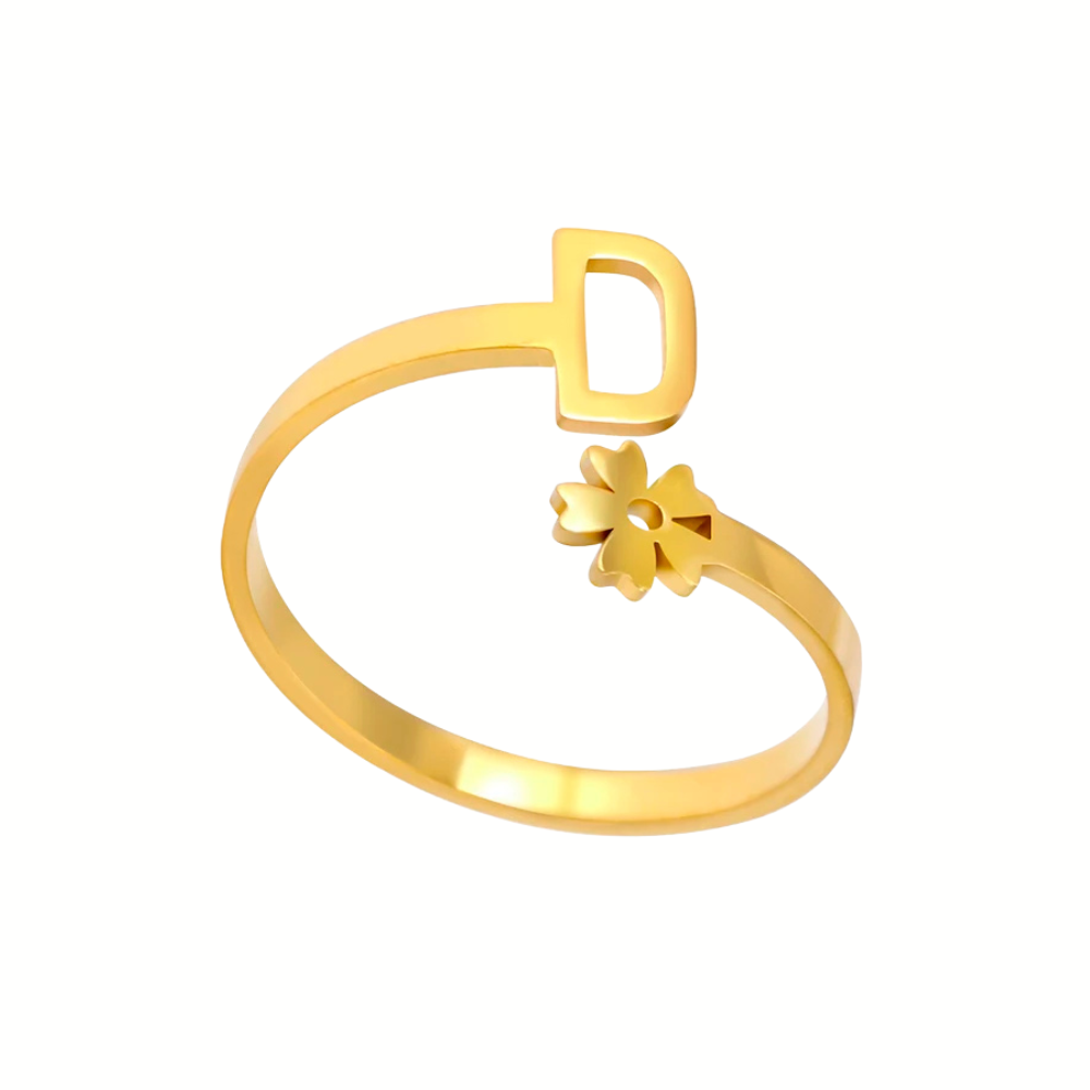 Bague Initiale D Fleur