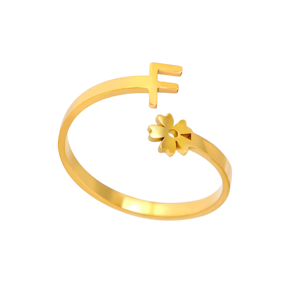 Bague Initiale F Fleur