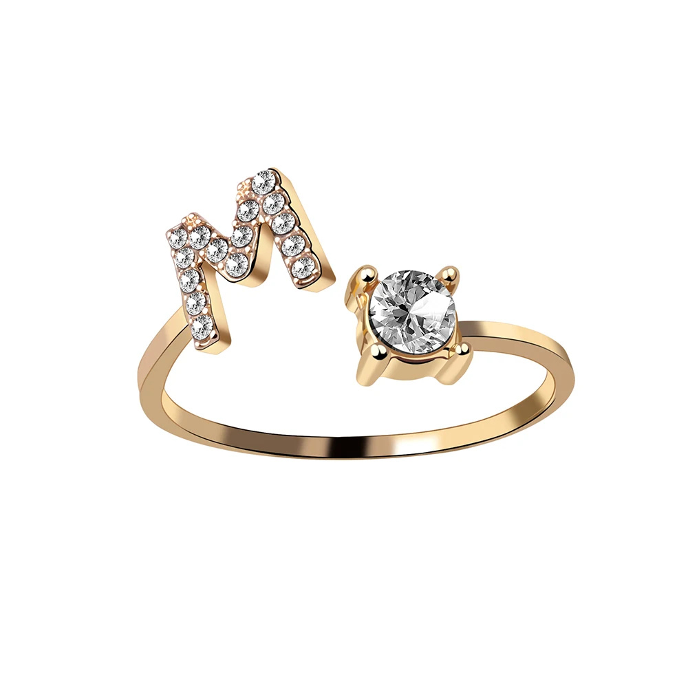 Bague Initiale M Strass