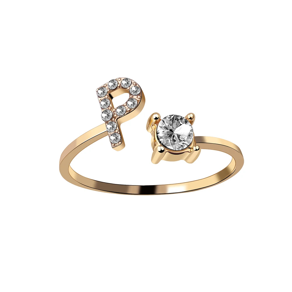 Bague Initiale P Strass