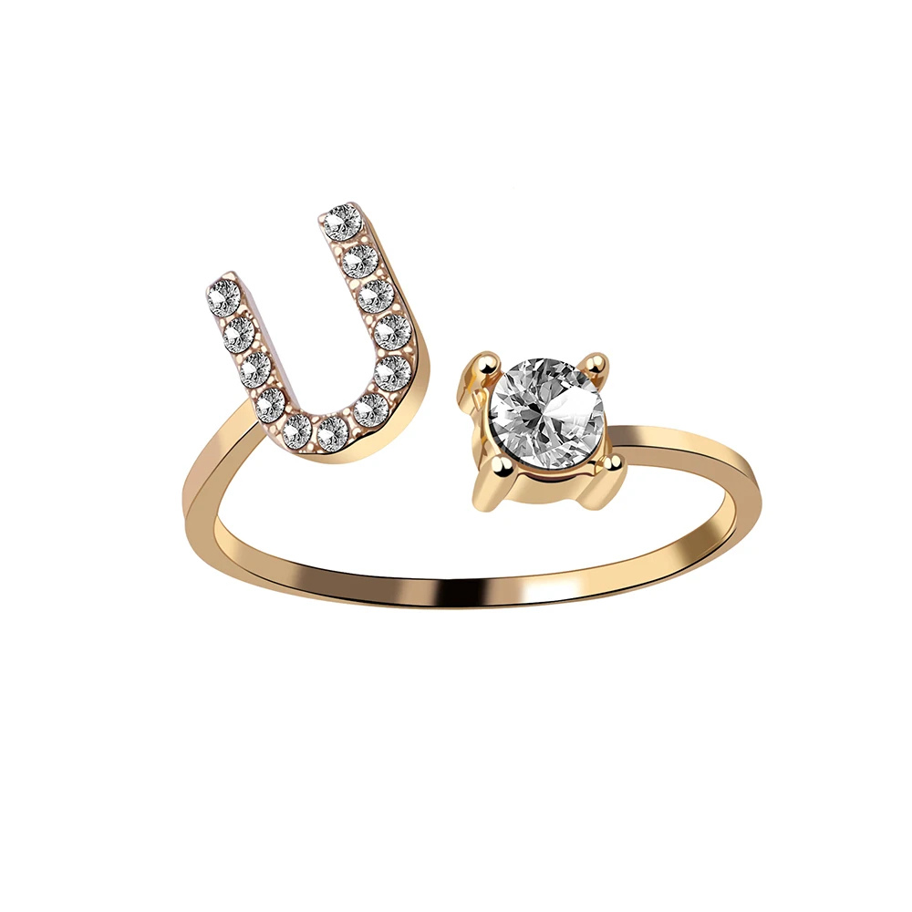 Bague Initiale U Strass