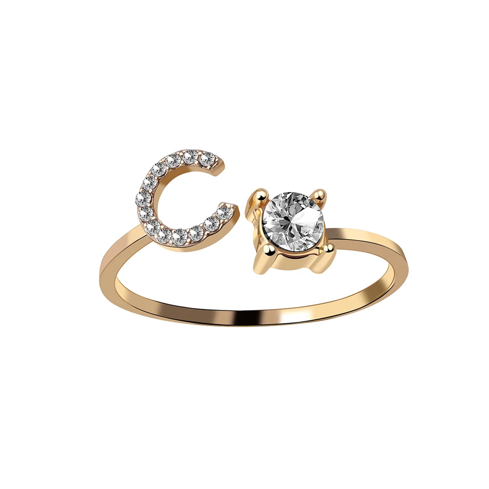 Bague Initiale C Strass