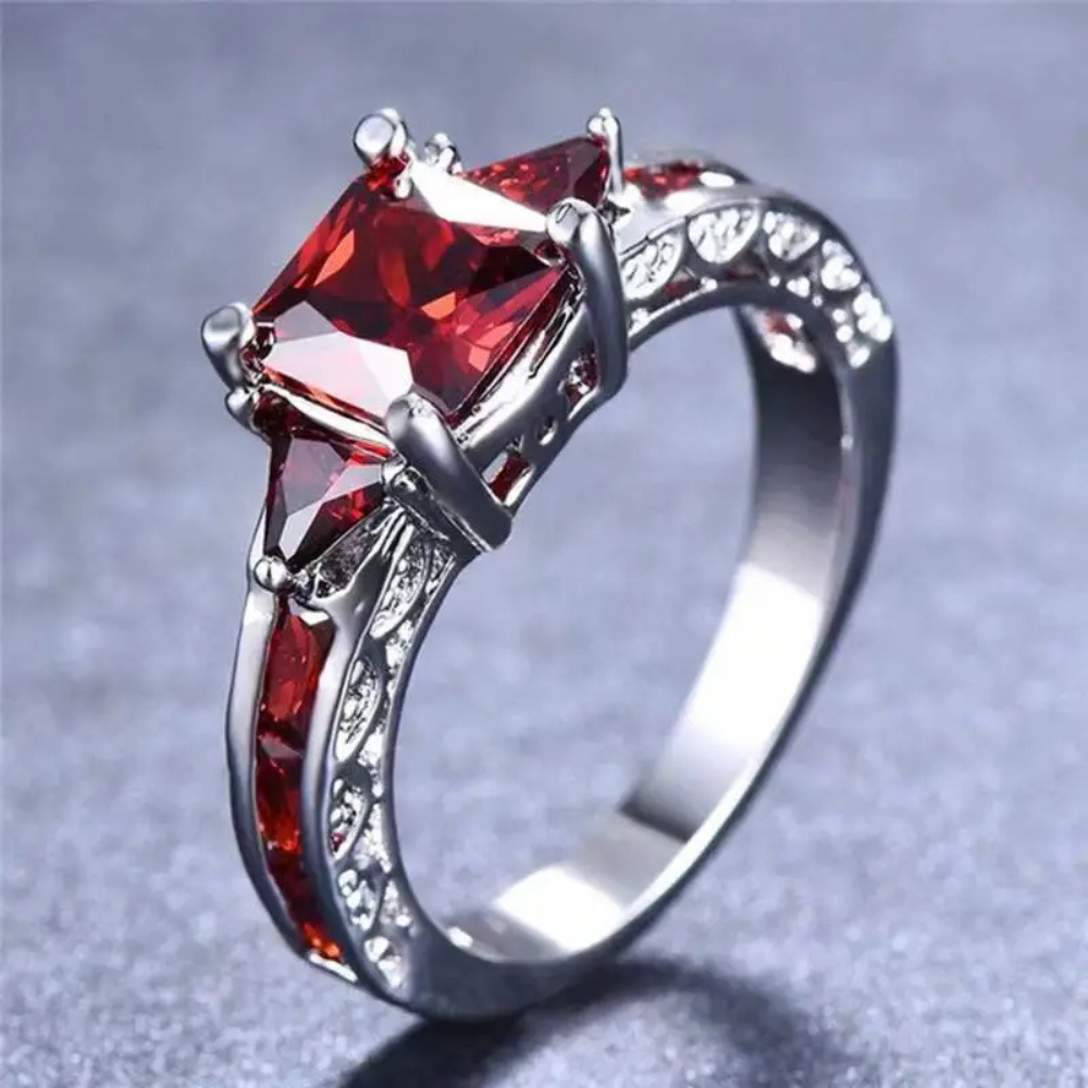 Bague acier Pierre Rouge Mariage