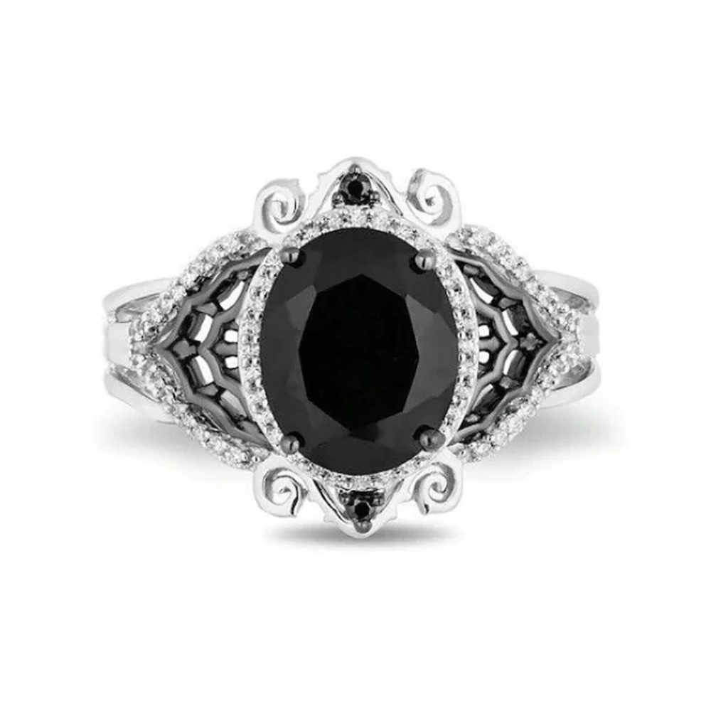 Grosse Bague Noire Femme diamant