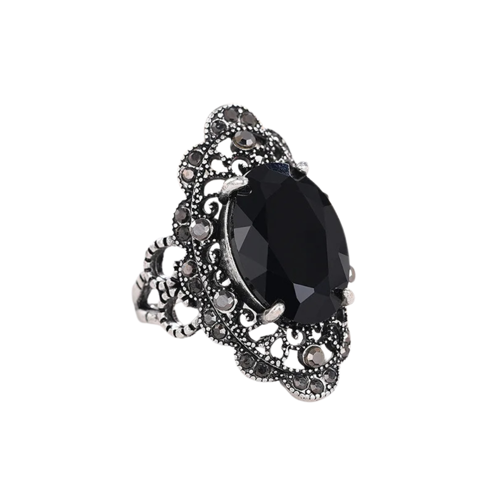 Bague Pierre Noire Ovale Vintage