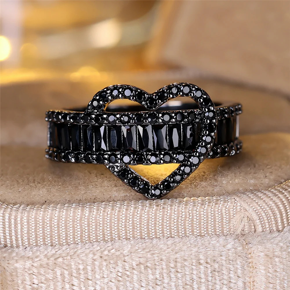 Bague Noire Cœur femme