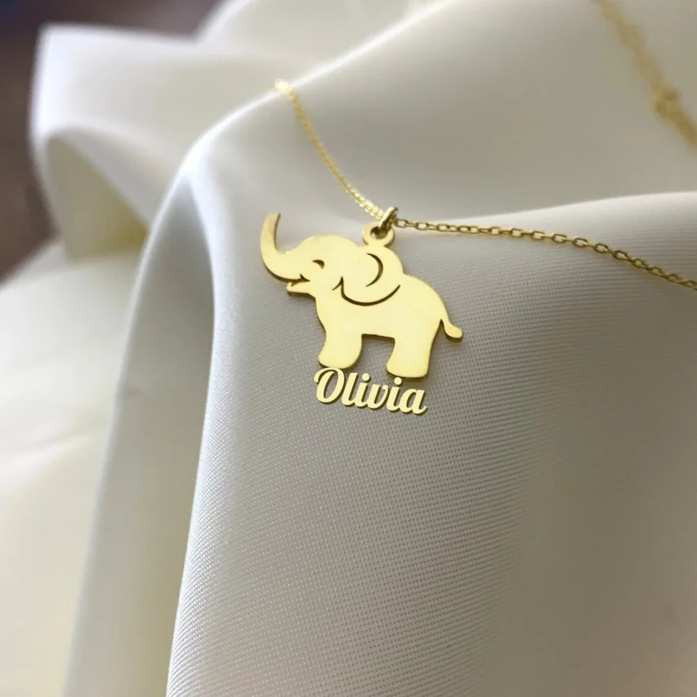 Collier Éléphant Prénom personnalisable