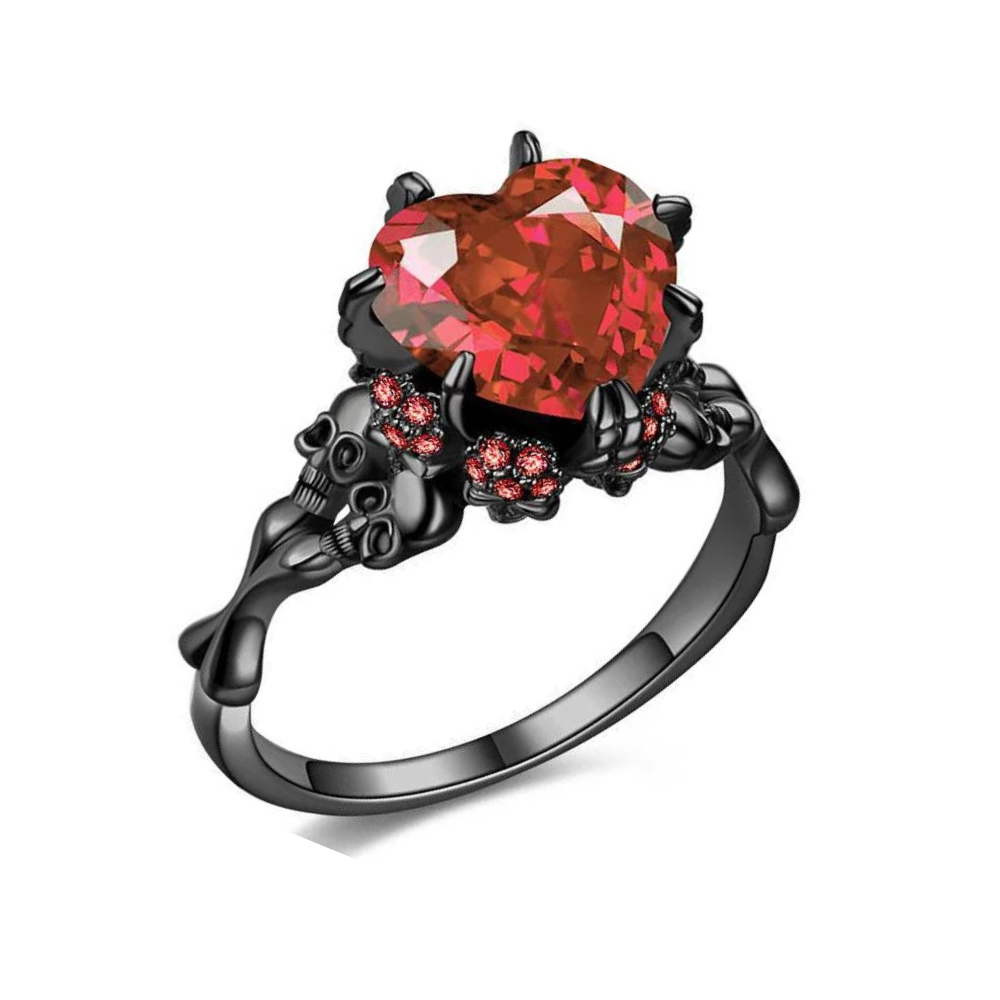 Bague Noire Gothique rouge