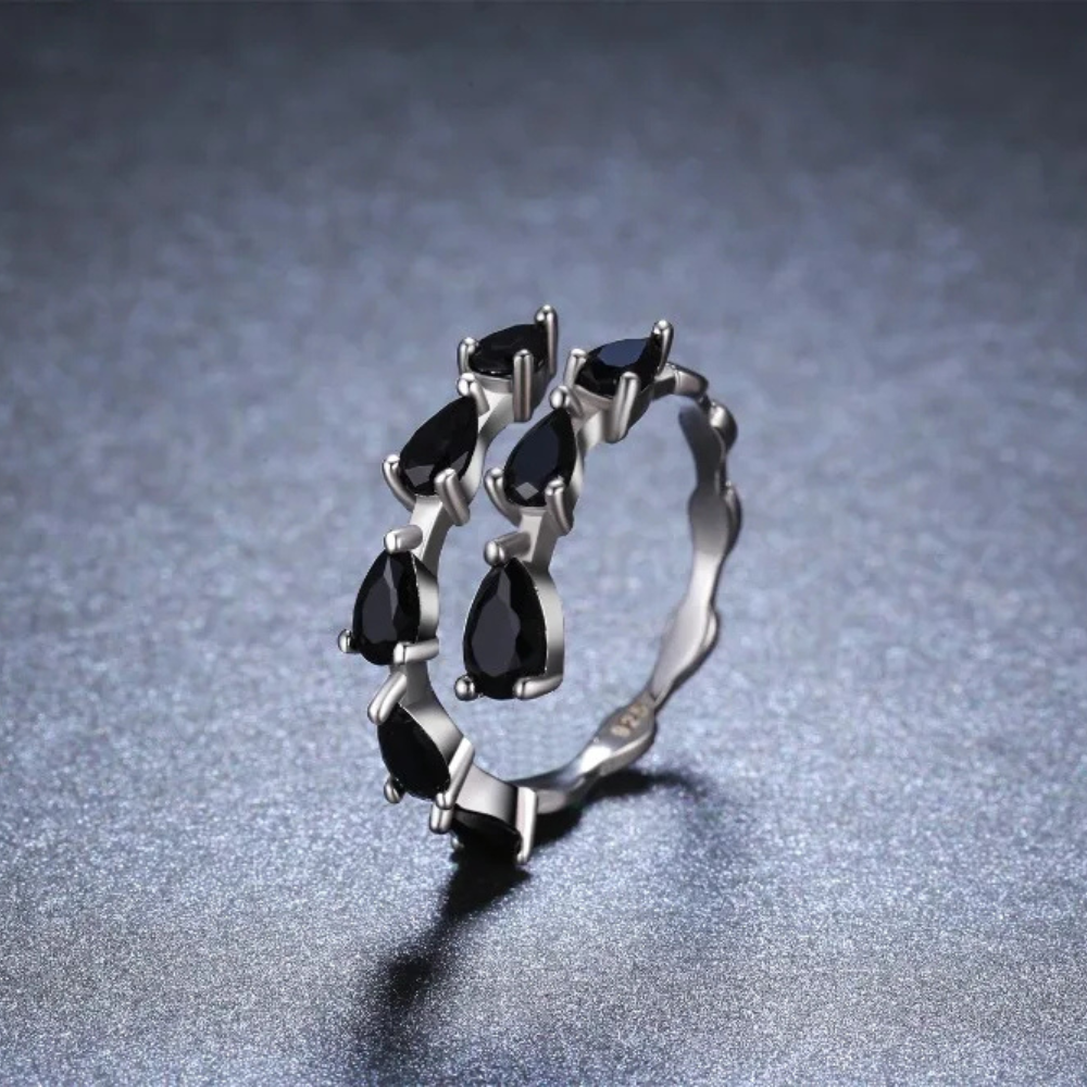 Bague Pierres Noires Fines argent