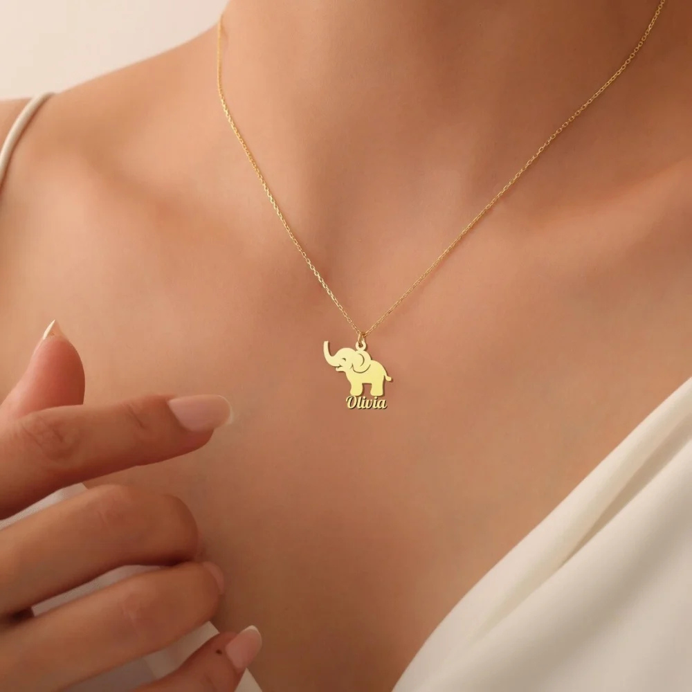 Collier Éléphant Prénom personnalisé