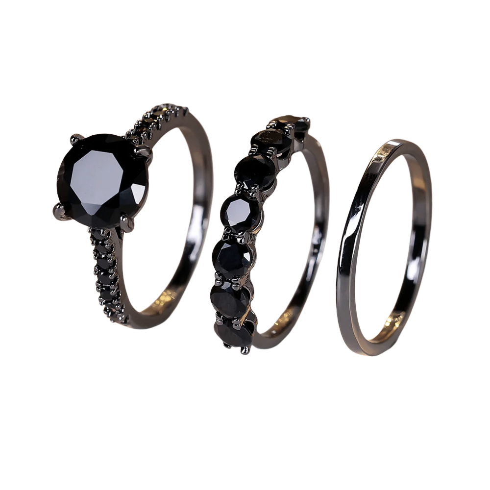 Ensemble 3 Bagues Noires