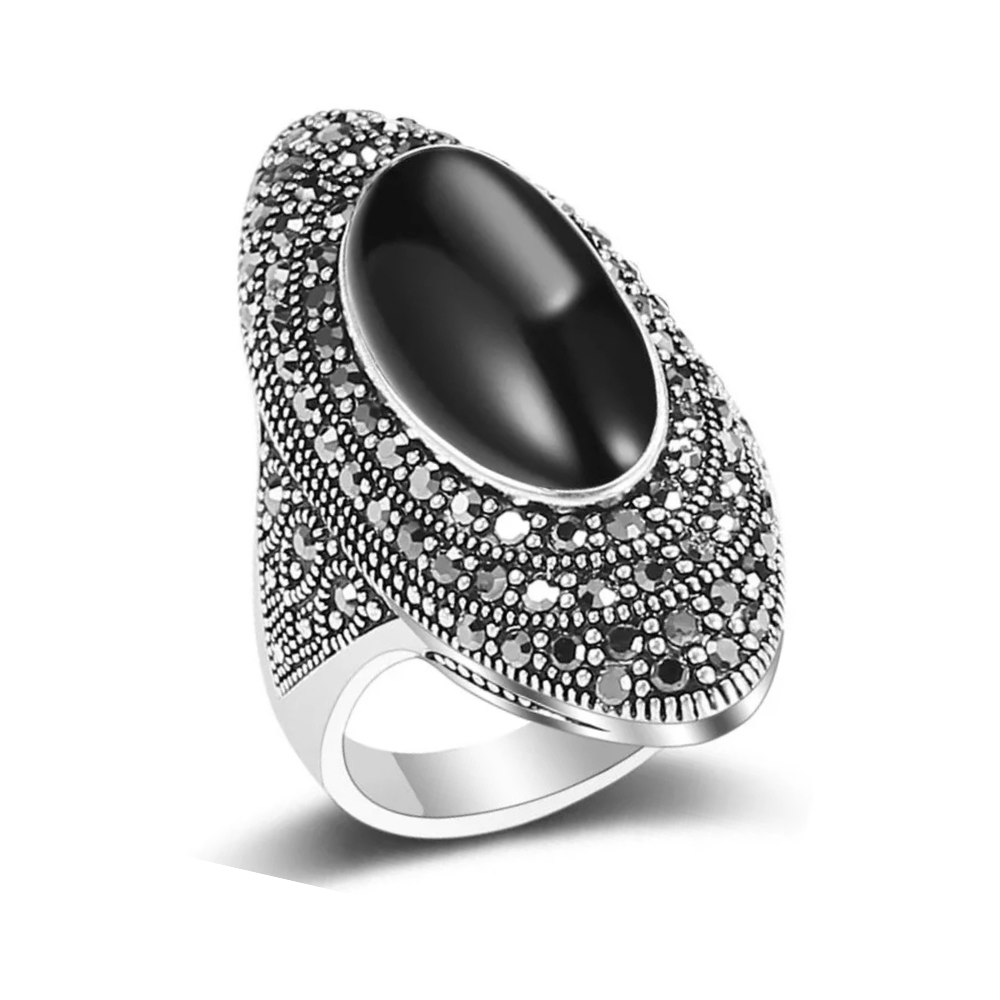 Bague Noire Ovale