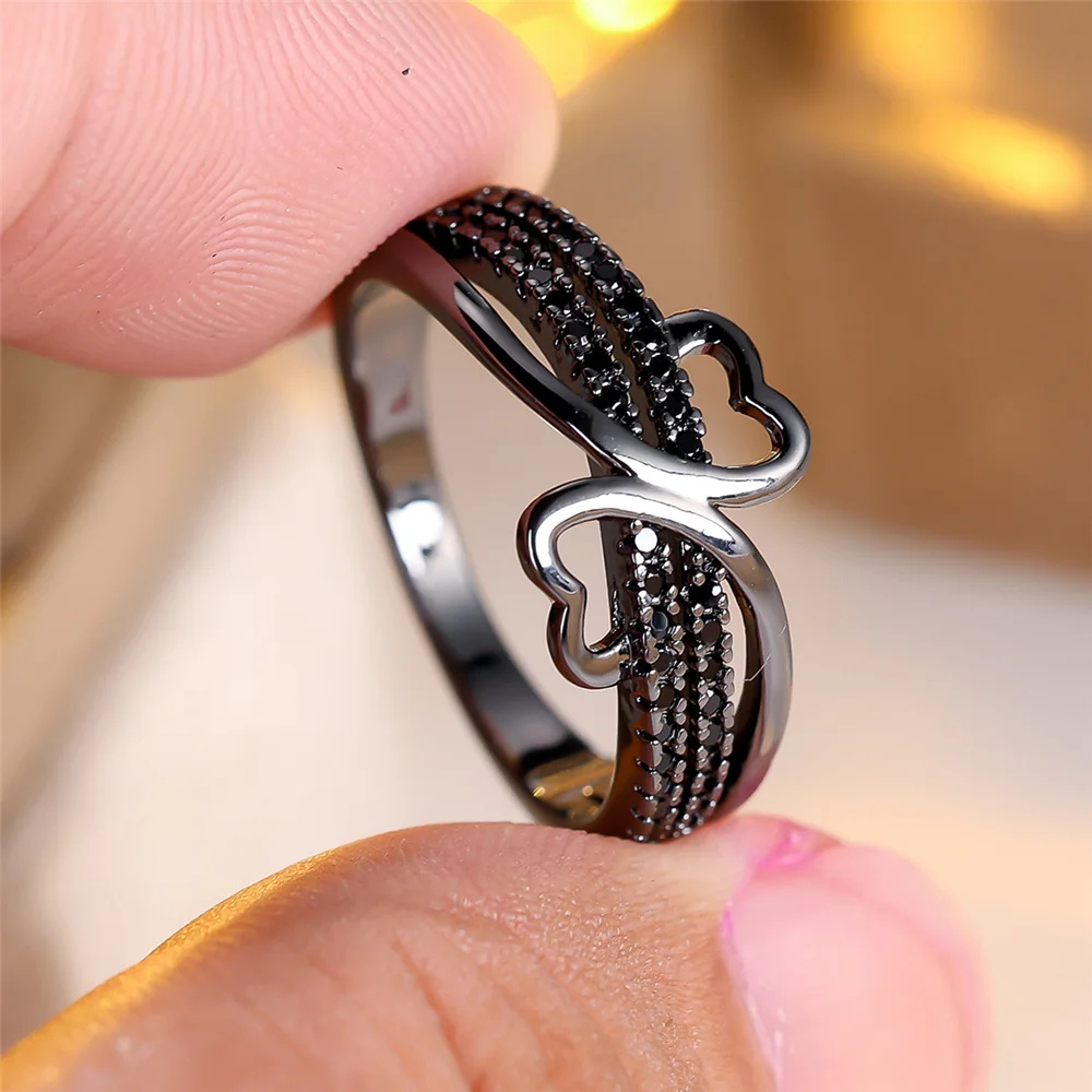 Bague Noire coeur femme