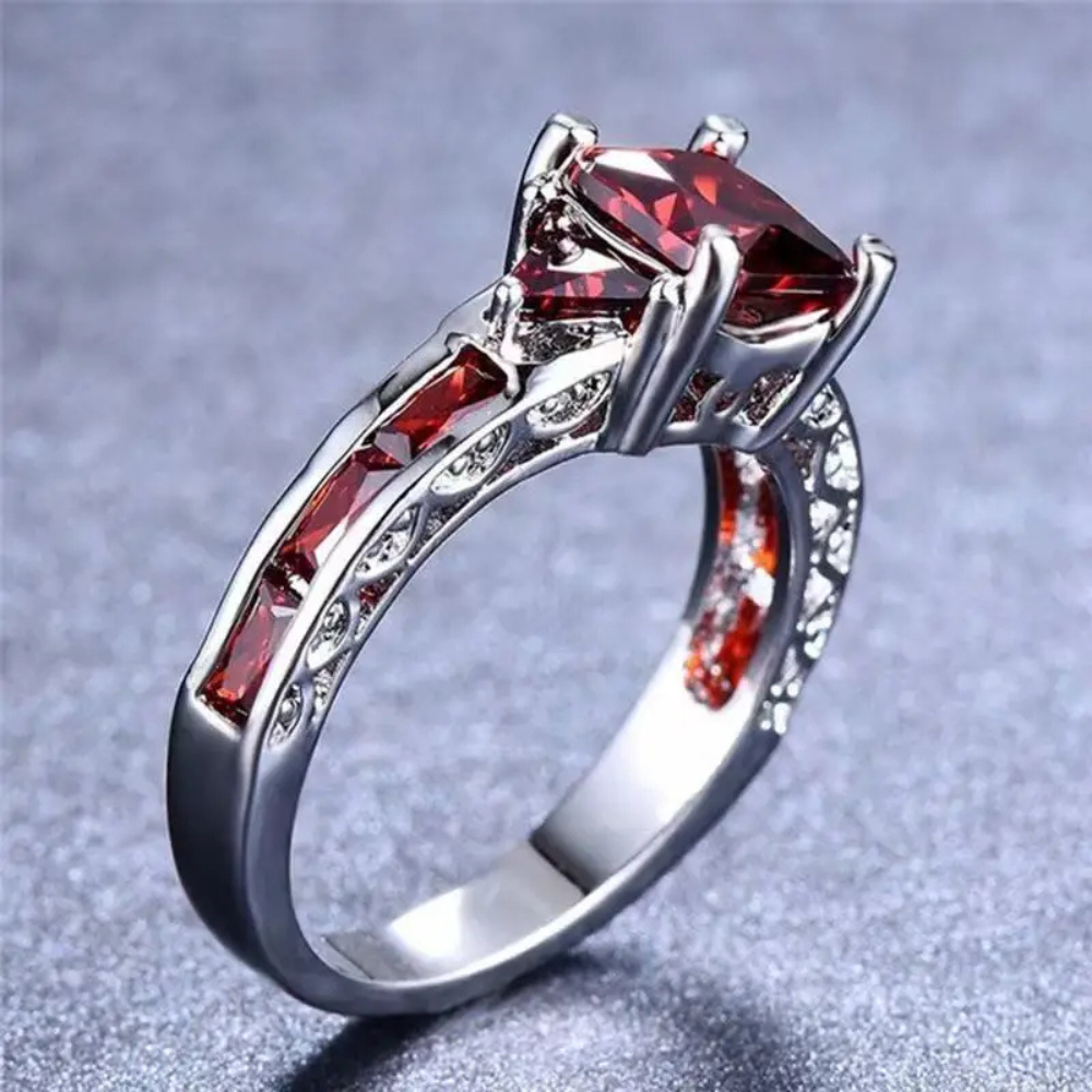 Bague Argent Pierre Rouge Mariage femme