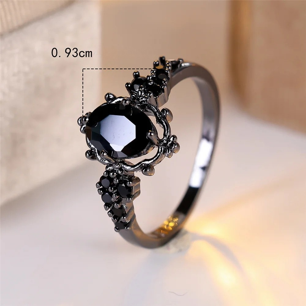 Bague Noire et Diamant zircon