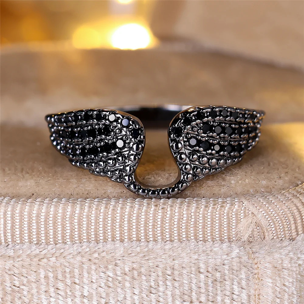 Bague Noire Strass femme