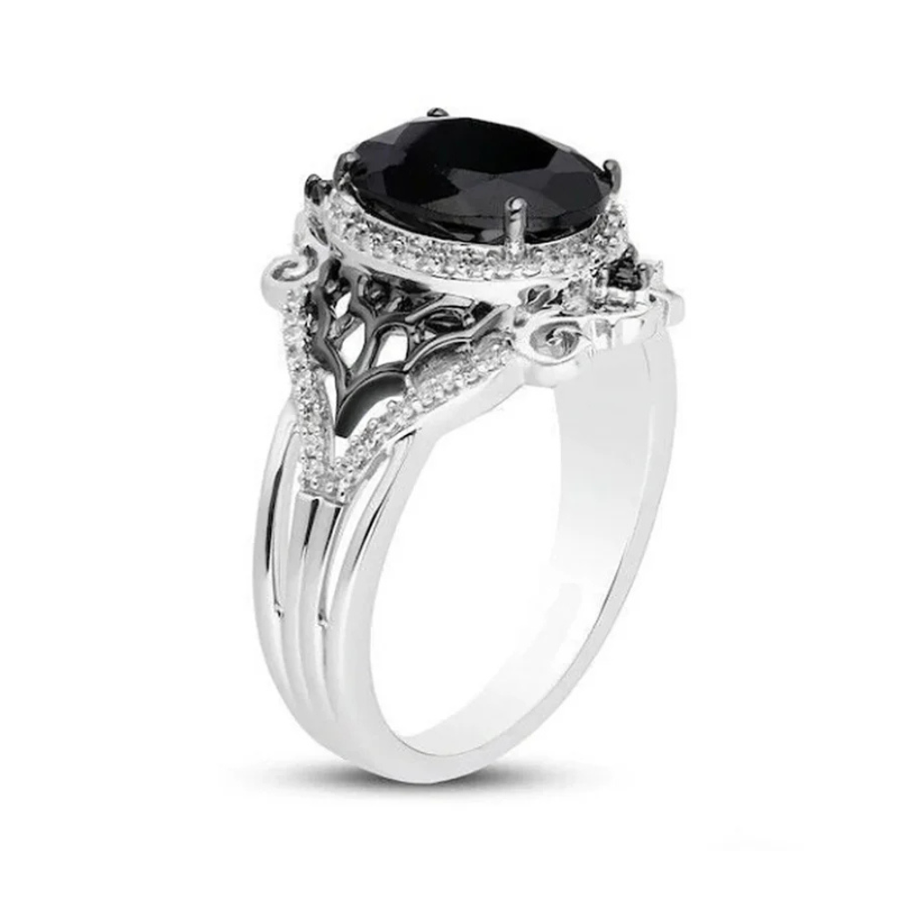 Grosse Bague Noire Femme zircon