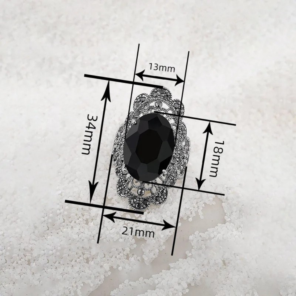 Bague Pierre Noire Ovale Vintage taille