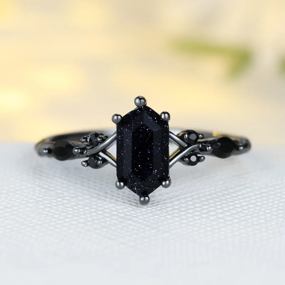 Bague Noire brillante