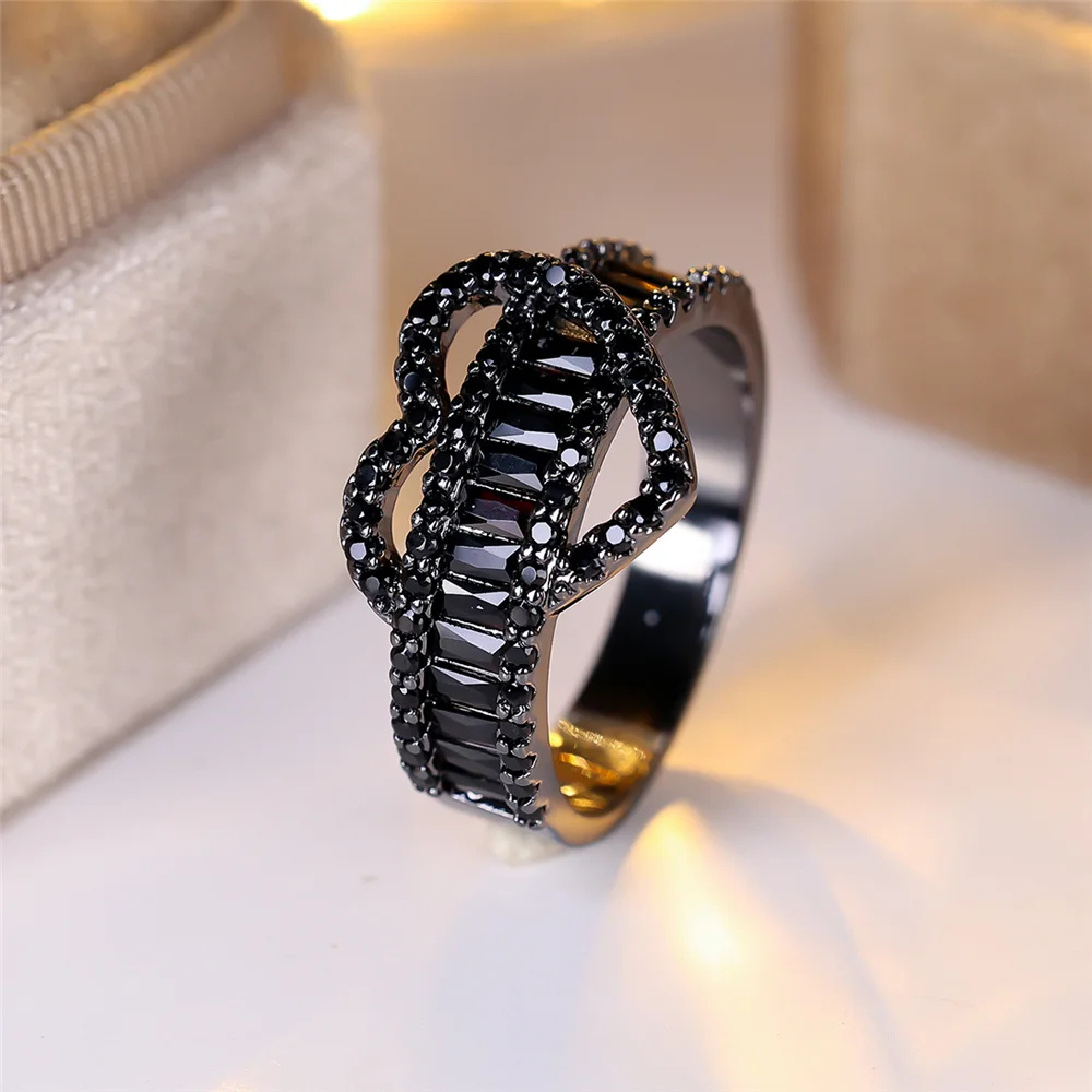 Bague Noire Cœur anneau