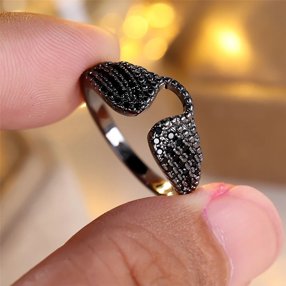 Bague Noire Strass brillants