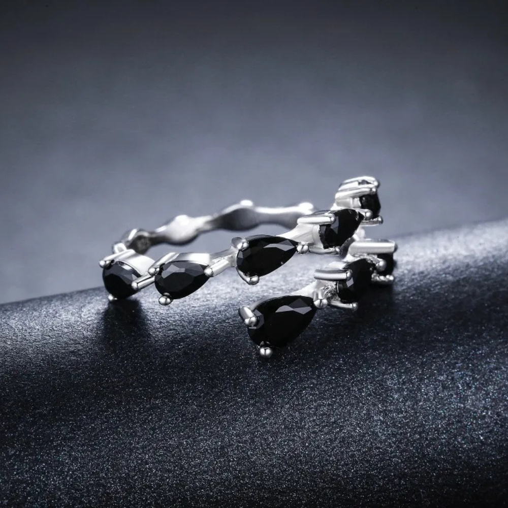 Bague Pierres Noires argent