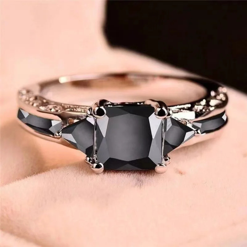 Bague acier Pierre Noire Mariage