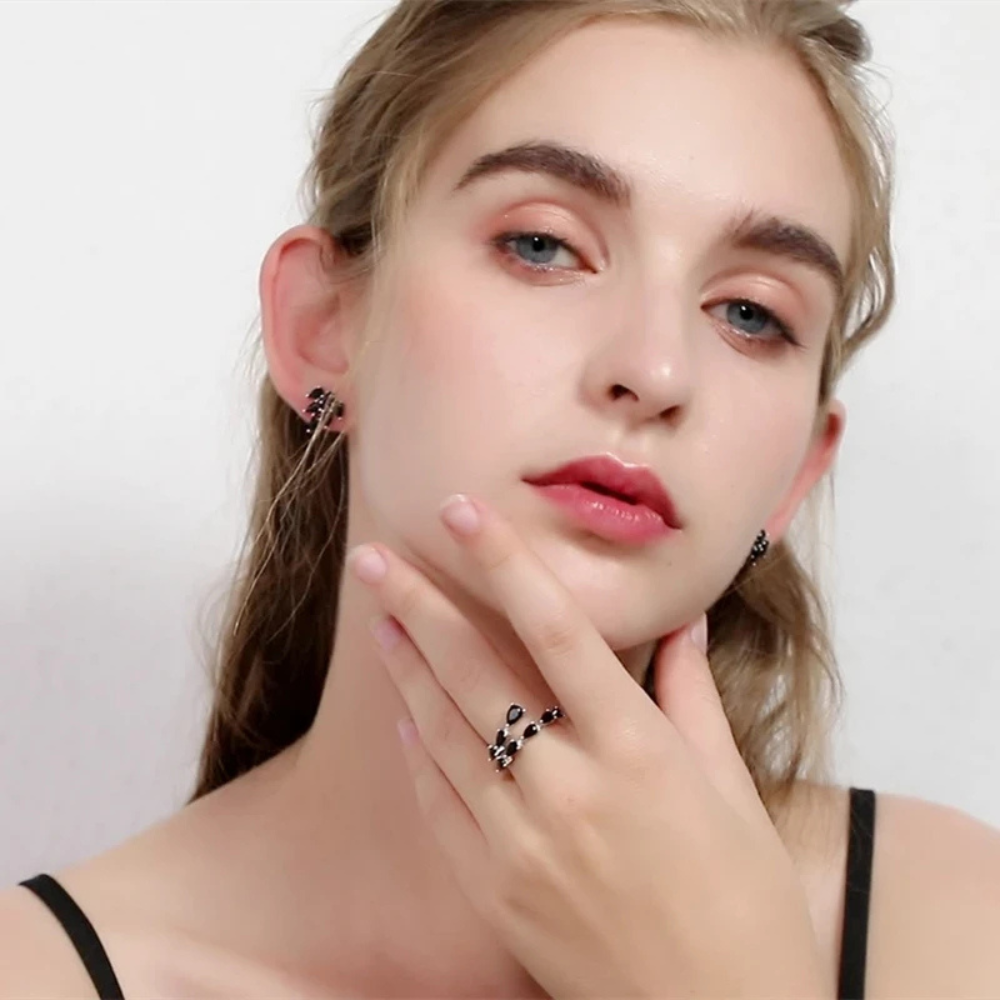 Bague Pierres Noires Fines femme