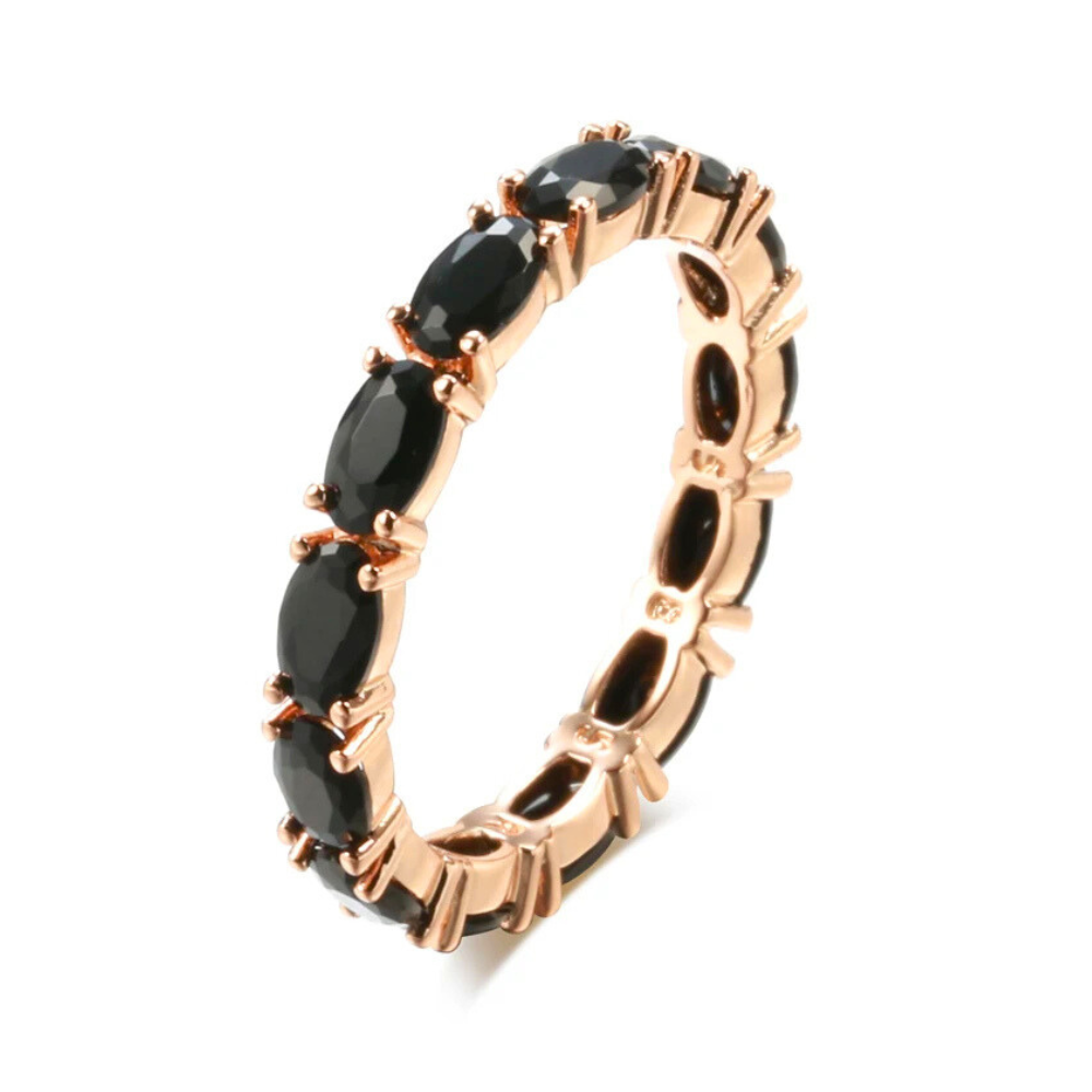 Bague Or Rose Fine Pierres Noires