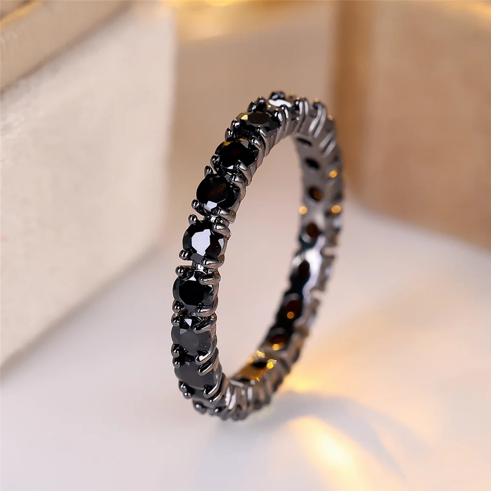 Bague Noire Fine zircon