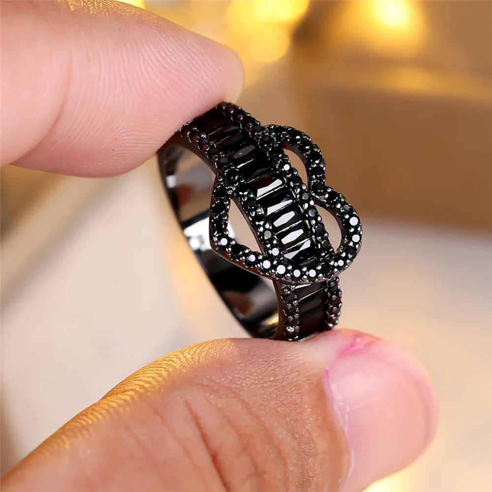 Bague Noire Cœur acier