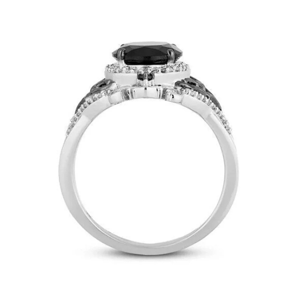 Grosse Bague Noire Femme argent