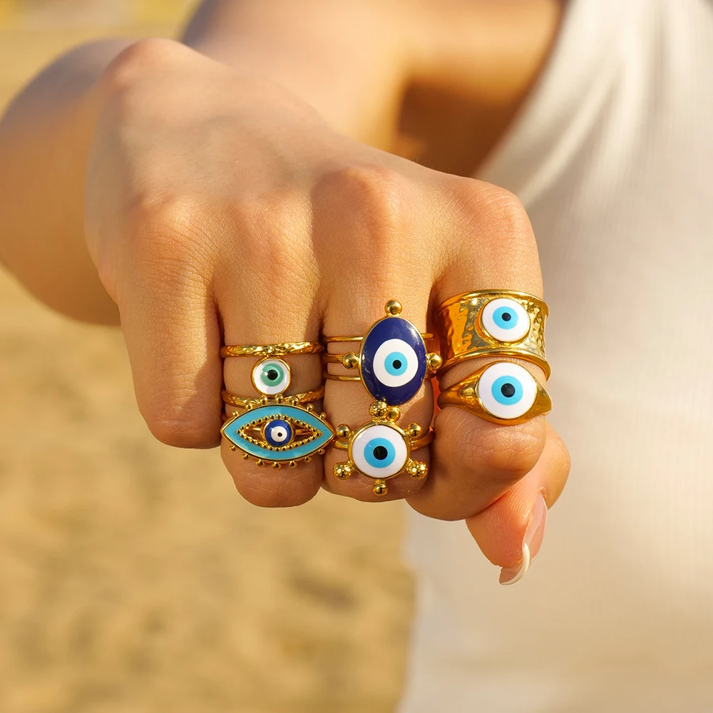 Bague Martelé Œil Blanc pas cher