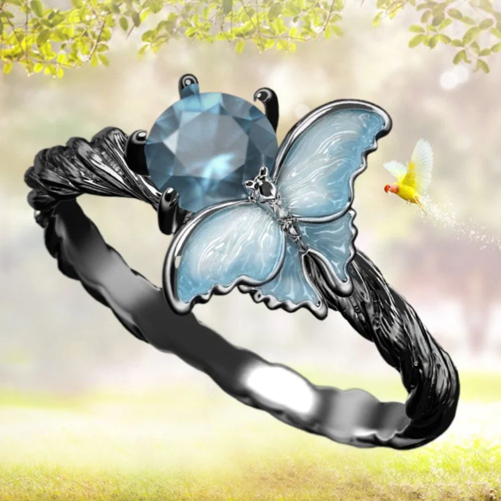 Bague Papillon Gothique Noir