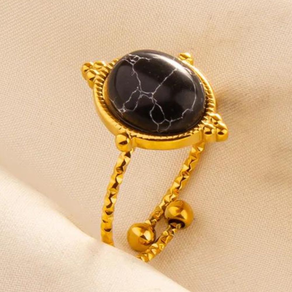 Bague Pierre Noire Ovale