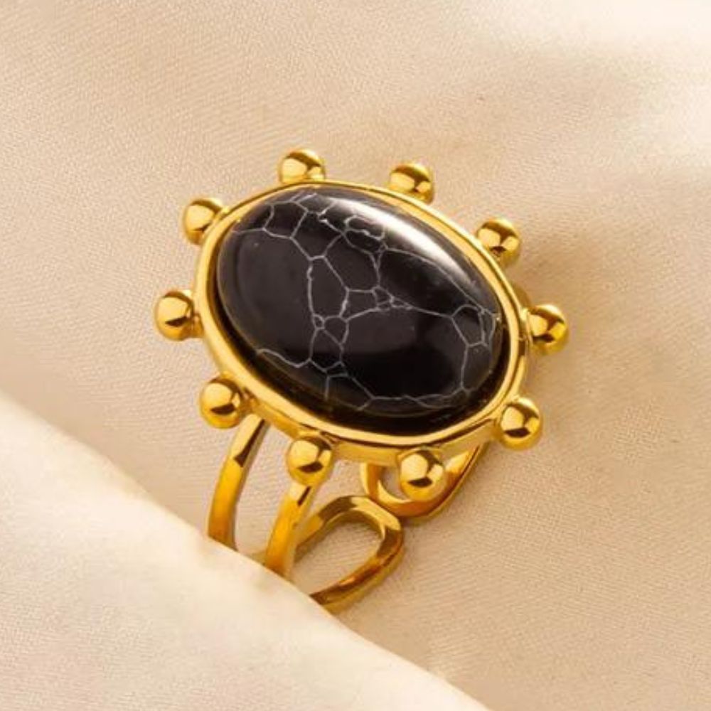 Grosse Bague Pierre Noire