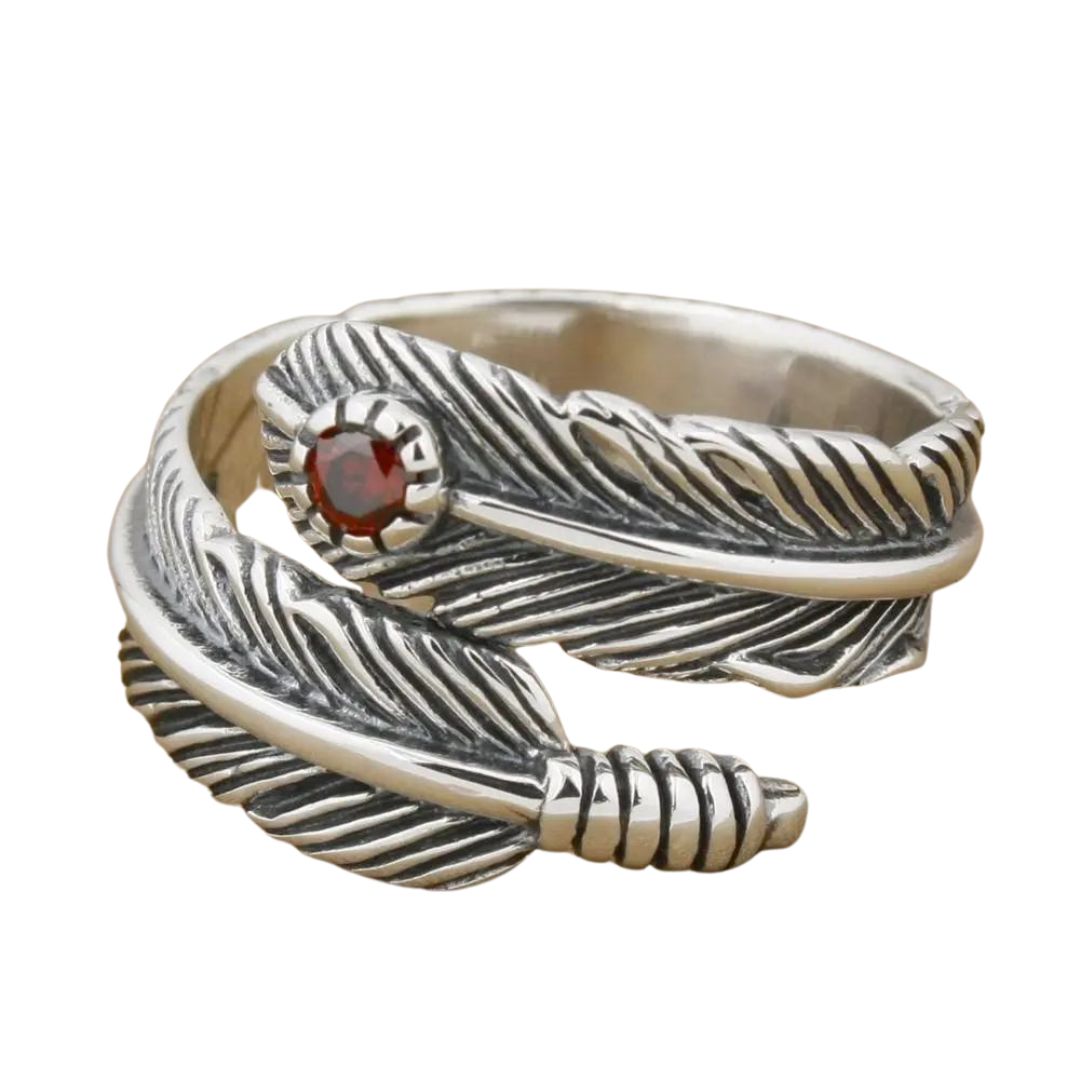 Bague Plume Motard rouge