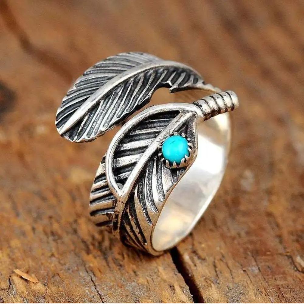 Bague forme Plume Pastille Bleu