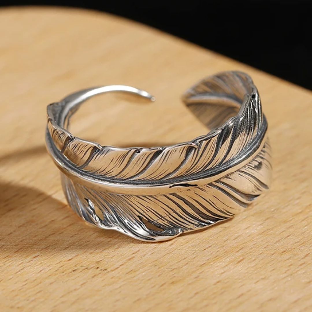 Bague Plume Argent Ouverte