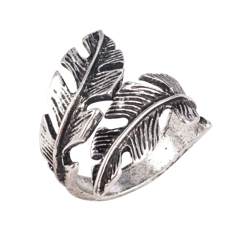 Bague Plume Argent Ajustable