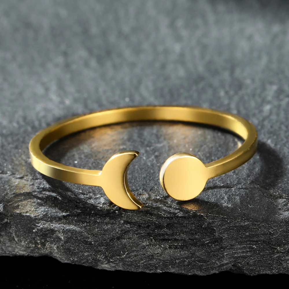 Bague Soleil et Lune Minimaliste Or