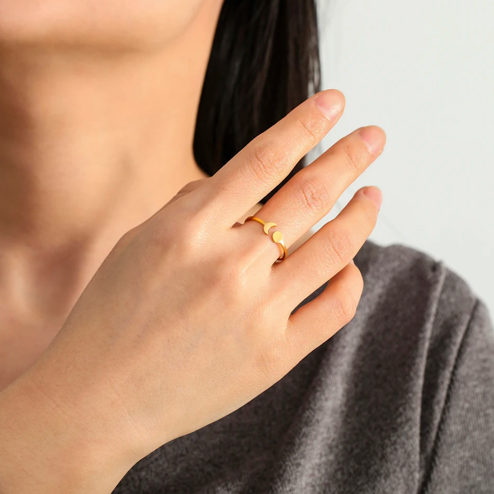 Bague Soleil et Lune Acier