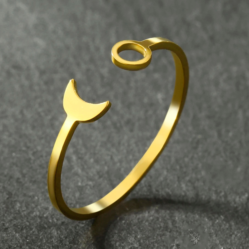 Bague Soleil et Lune Minimaliste Acier
