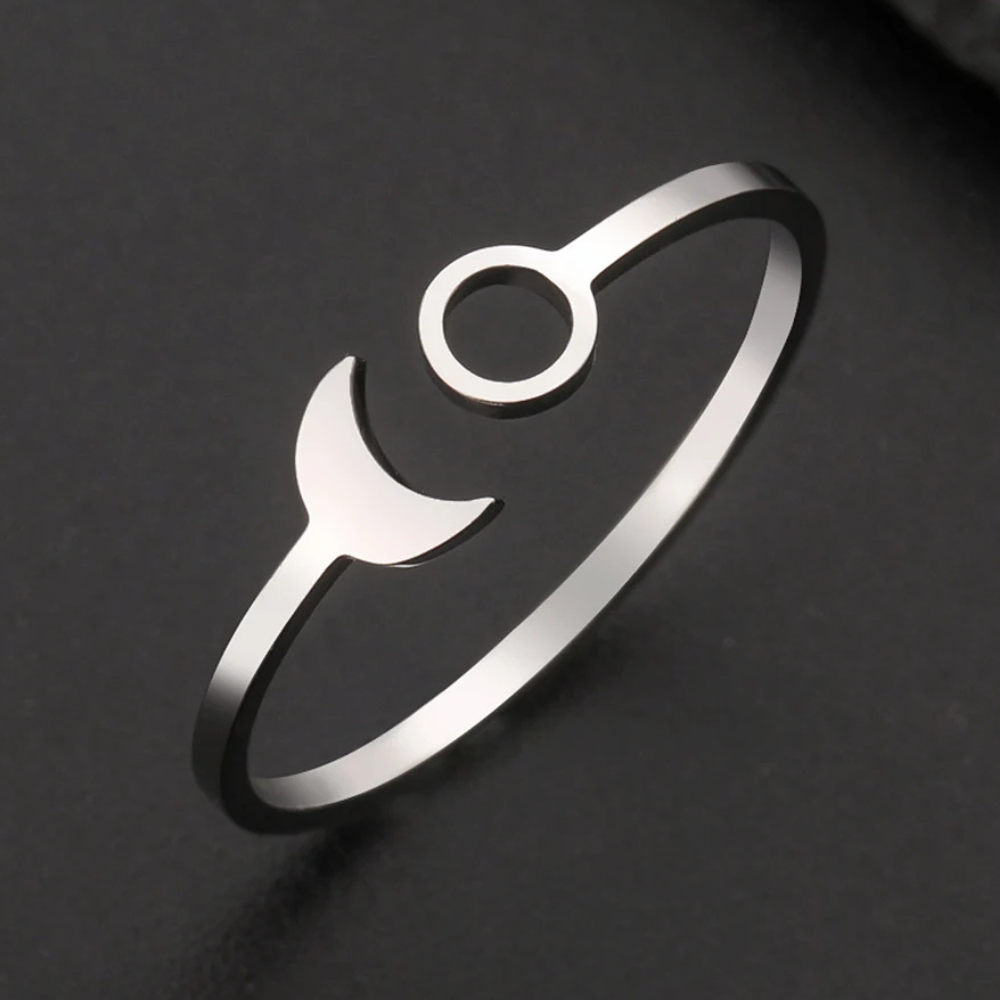 Bague Soleil et Lune Minimaliste Argent