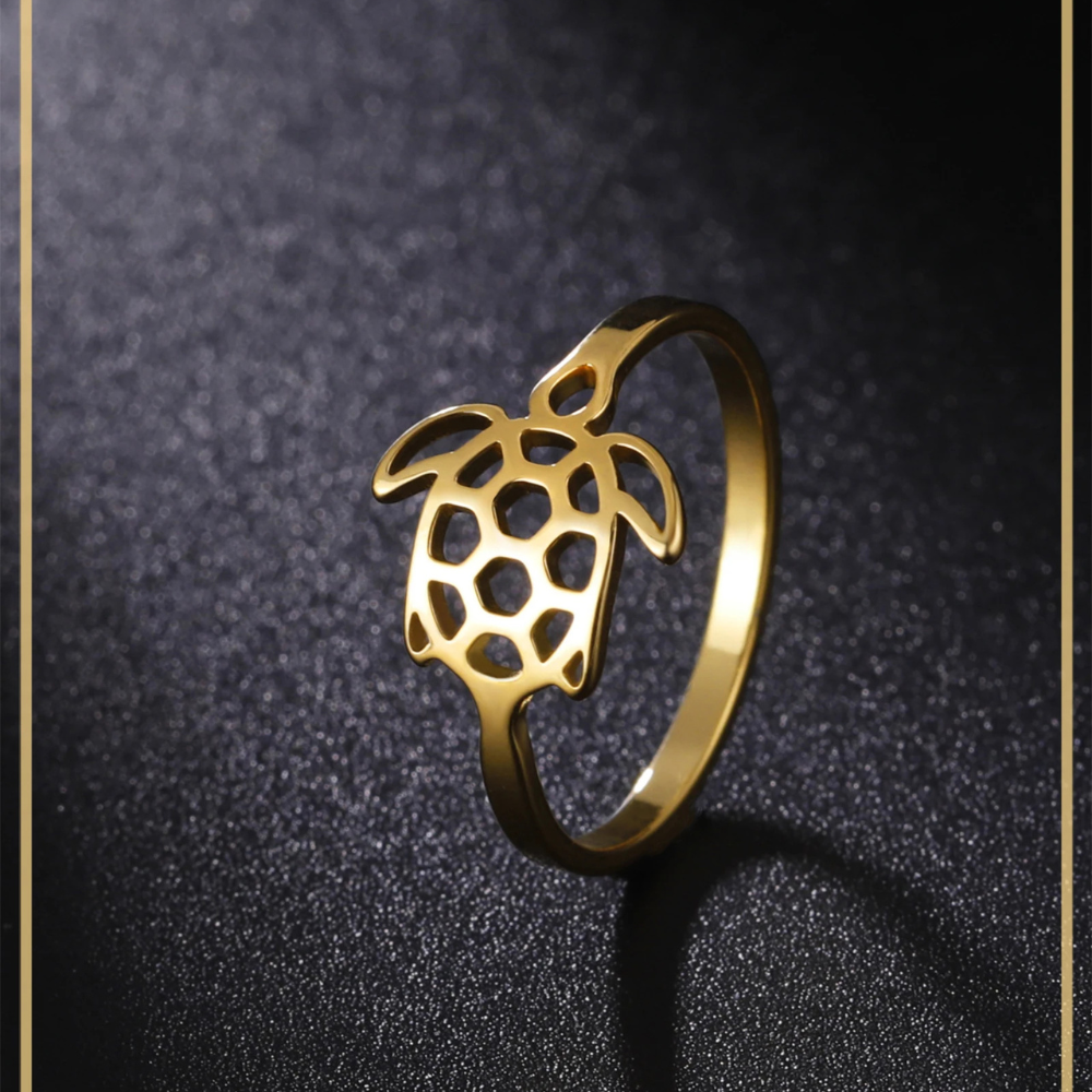 bague tortue de mer dorée
