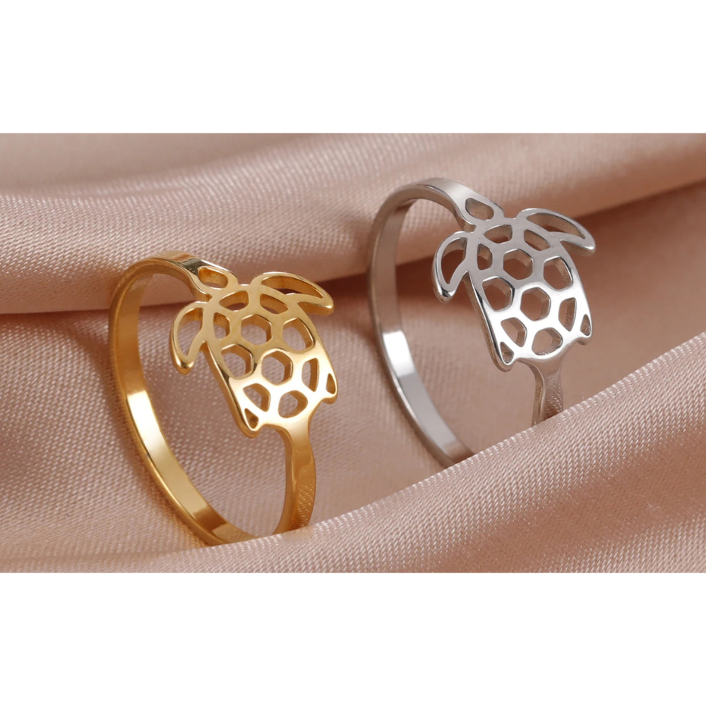 bague tortue de mer acier inox