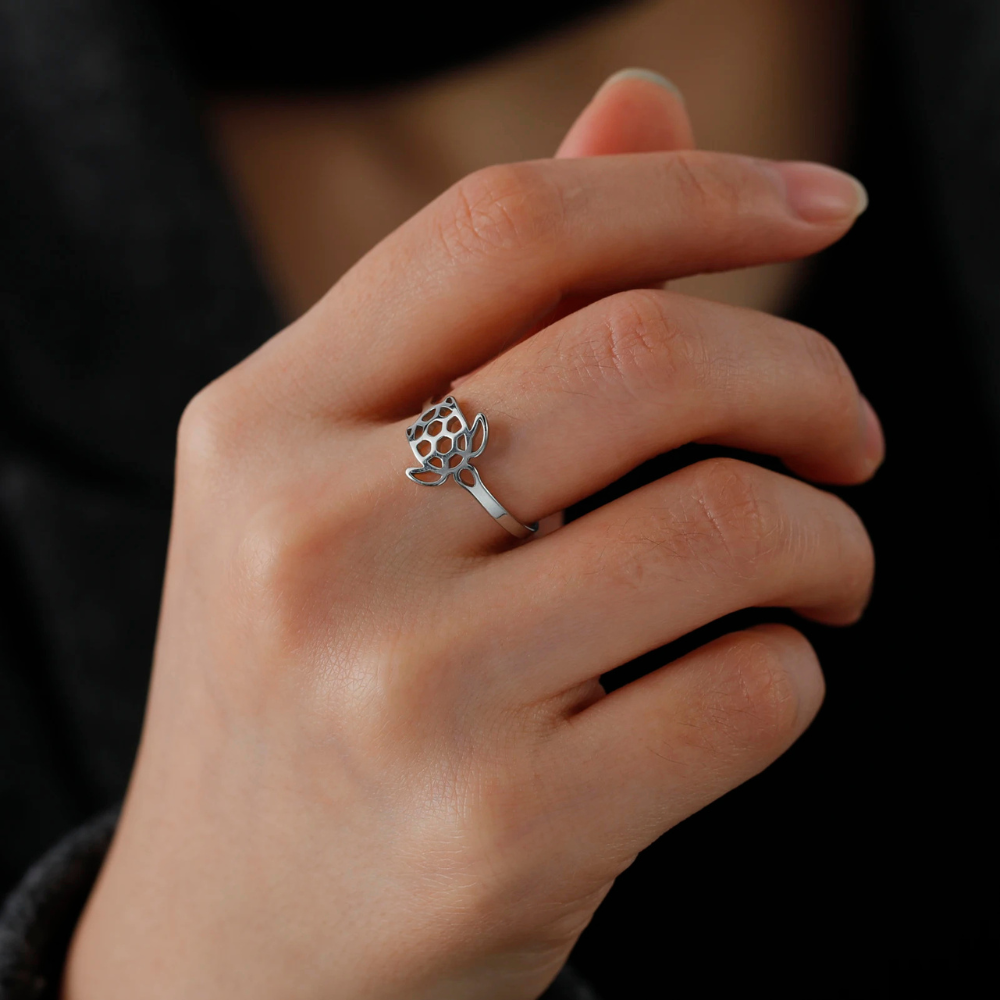bague tortue de mer acier