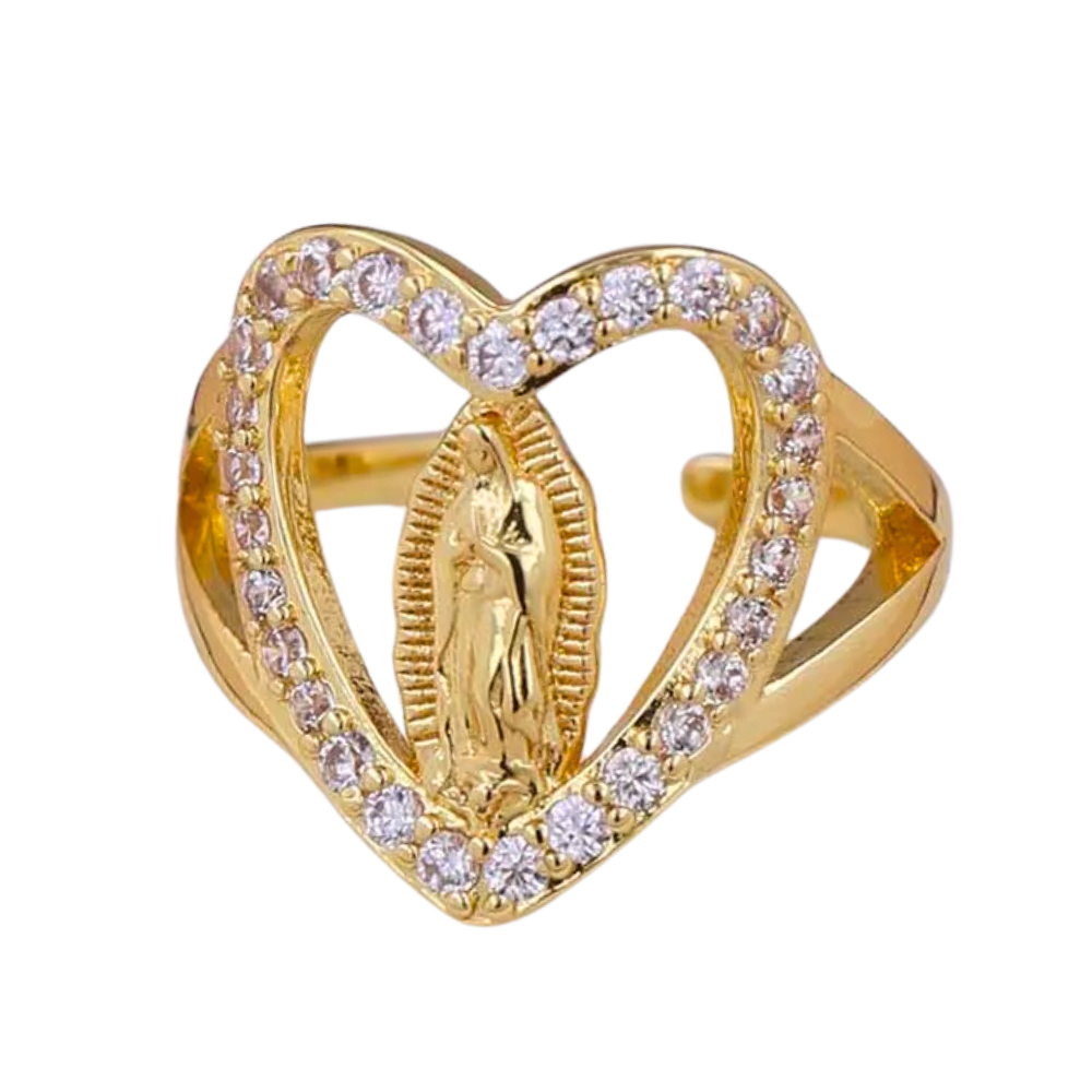 Bague Vierge Marie Cœur Strass