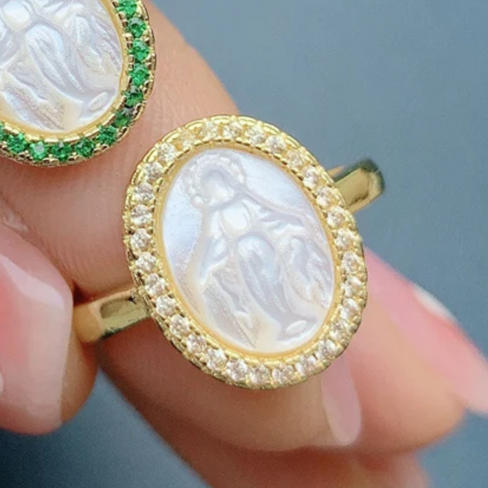 Bague Vierge Marie Nacre pas cher