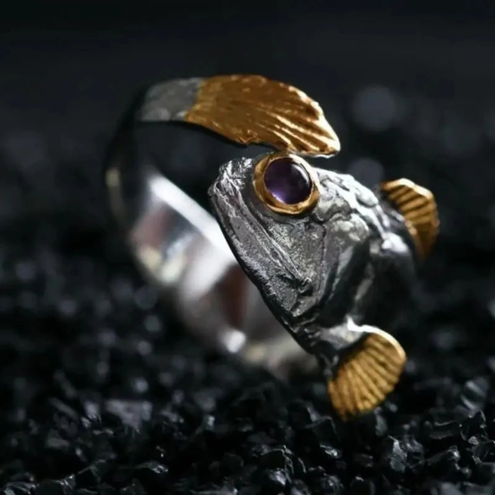 Bague Poisson or argent